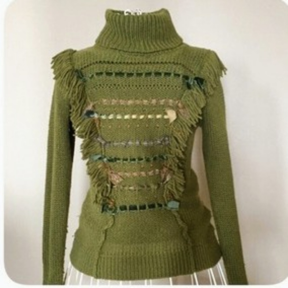 Anthropologie Ribbon Weave Sweater